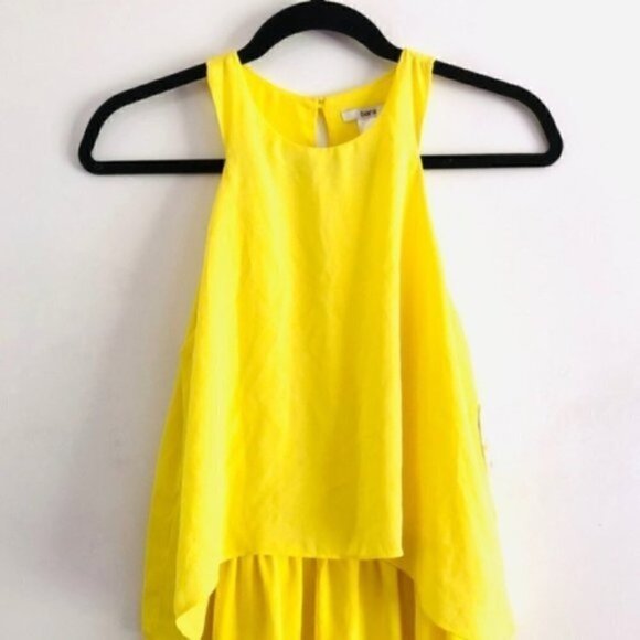 Bar III Dress S NWT Macy’s Yellow Popover Electric Citron Keyhole - Picture 6 of 11